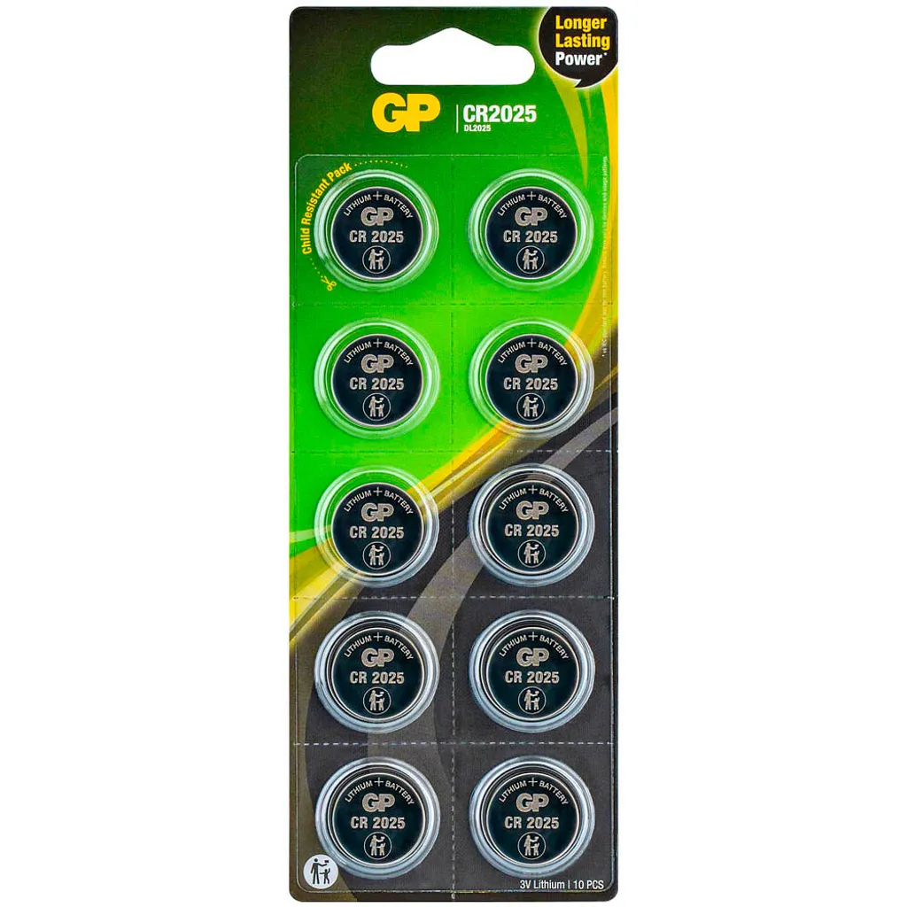 GP Batteries CR2025 Lithium 3V Lot de 10 Piles Bouton GP 0602025C10