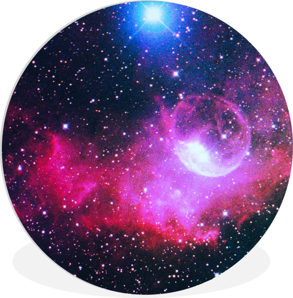 MuchoWow Rundes Wandbild - Runde Bilder Universum - Planeten - Rosa - Jungen - Mädchen - Kinder Ø 90 cm Kreis Wanddekoration Kunststoff - Wandk...