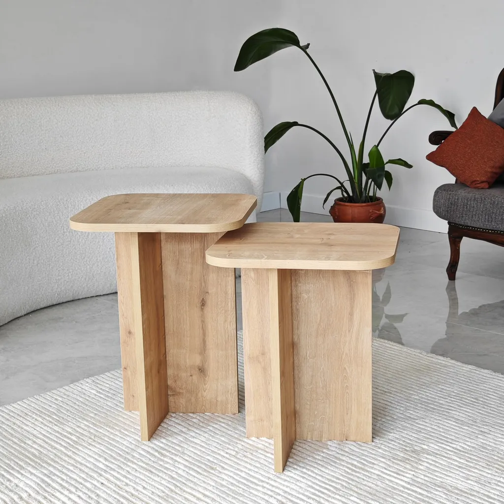 Table d'appoint robuste et anti-rayure en chêne saphir pour petit salon - 7