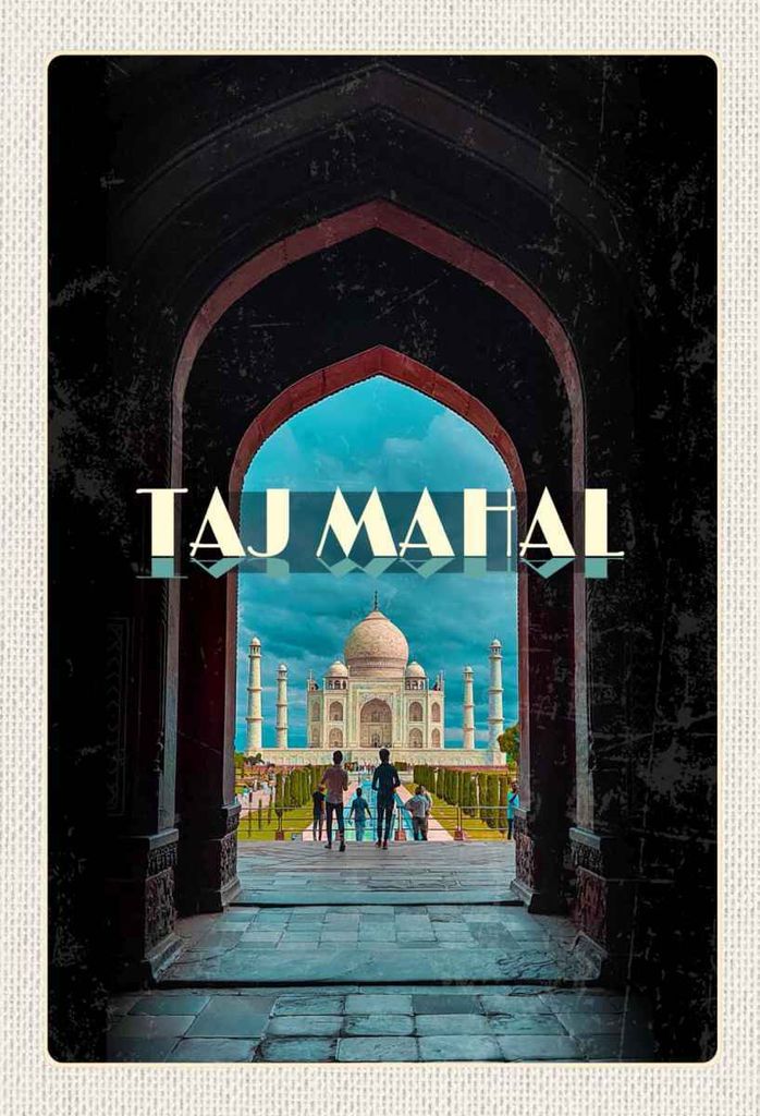 vianmo Holzschild 30x20 cm Indien Taj Mahal Menschen Muslime Bildmotiv Reisemotiv Abenteuer Reisen