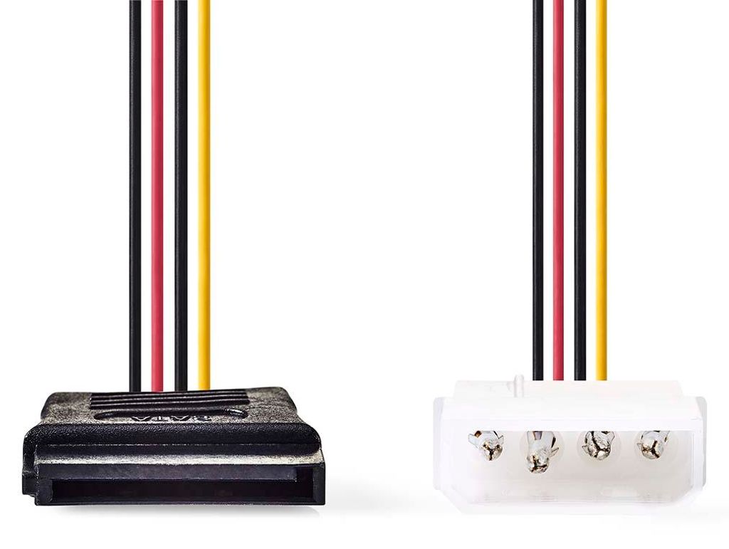 Nedis Interne Stromkabel - Molex Stecker - SATA 15-Pin-Buchse - Vergoldet - 0.15 m - Rund - PVC - Mehrfarbig - Box