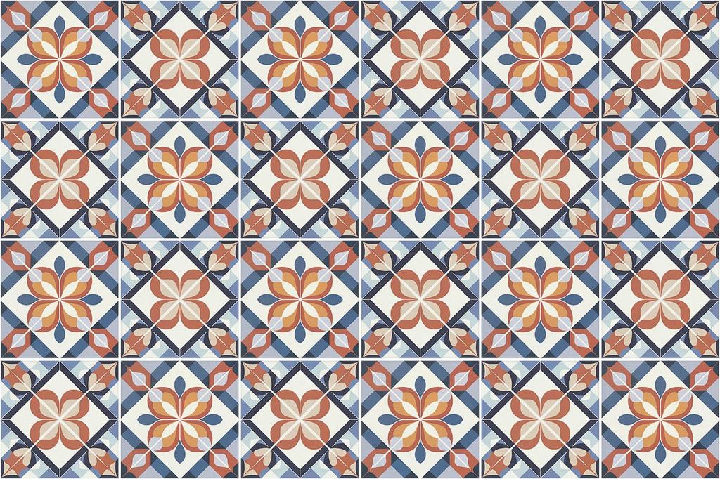 Fliesenaufkleber 20 x 20 cm – 24 Stück – Selbstklebend – Wasserfest – Pflegeleicht – Hitzebeständig – Für Küche & Bad – Blumenmot...