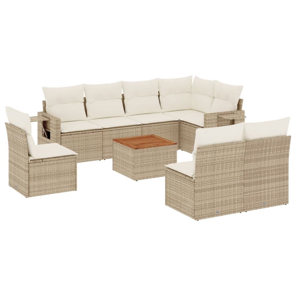 "2026 MODERNE" 9-tlg. Garten-Lounge-Set - elegantes Design - Sitzgruppe/Gartengarnitur - mit Kissen Beige Poly Rattan - Terassenmöbel NeuMöbel779255