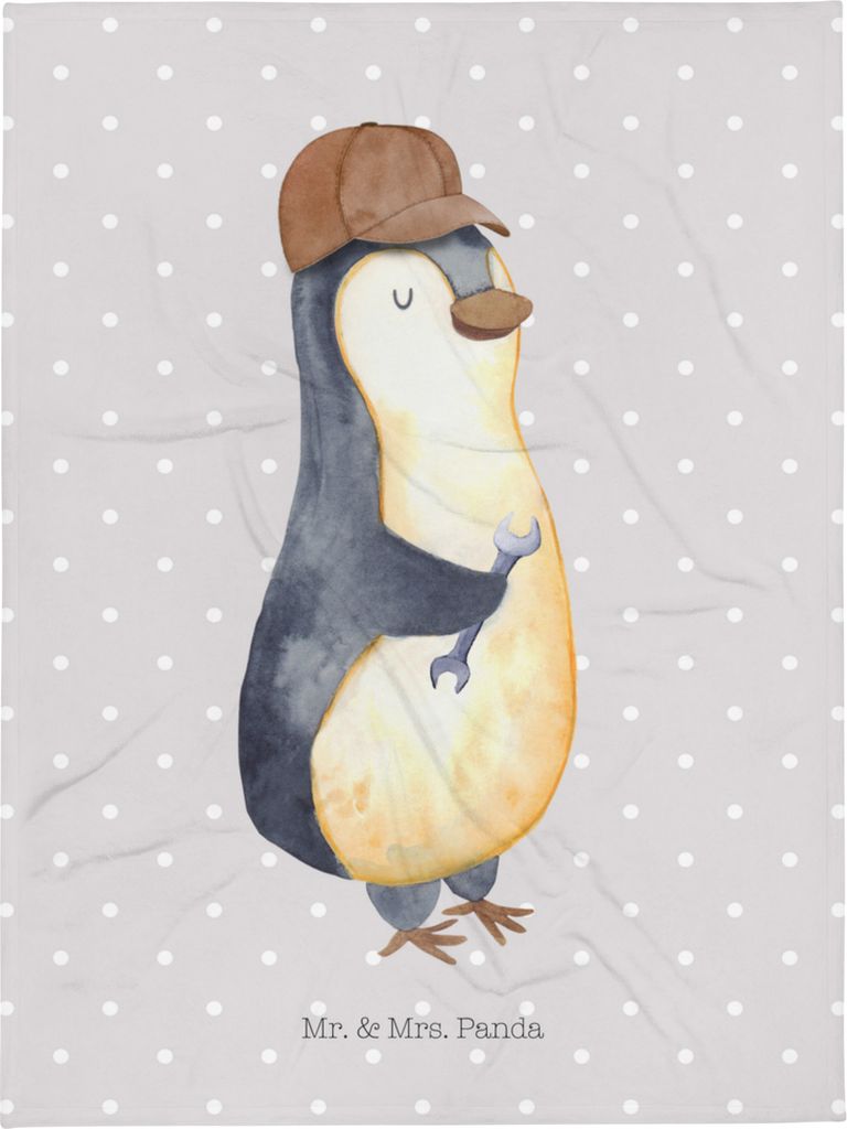Mr. & Mrs. Panda XL Kuscheldecke Wenn Papa es nicht reparieren kann, sind wir am Arsch - Grau Pastell - Geschenk, Vatertag, Muttertag, Pinguin, Dad...