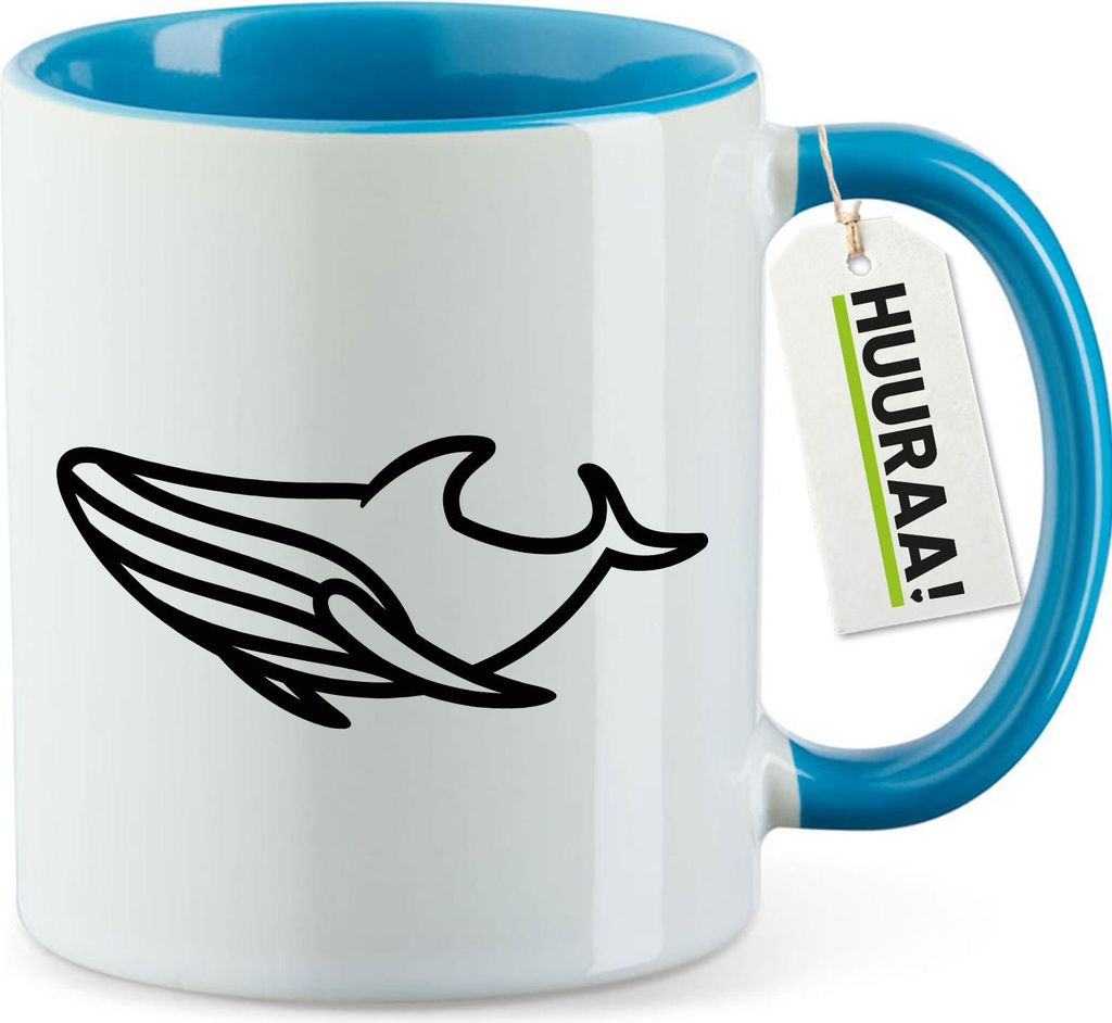 Huuraa Kaffeetasse Blauwal Silhouette 330ml Blau Keramik Kaffeebecher Geschenkidee