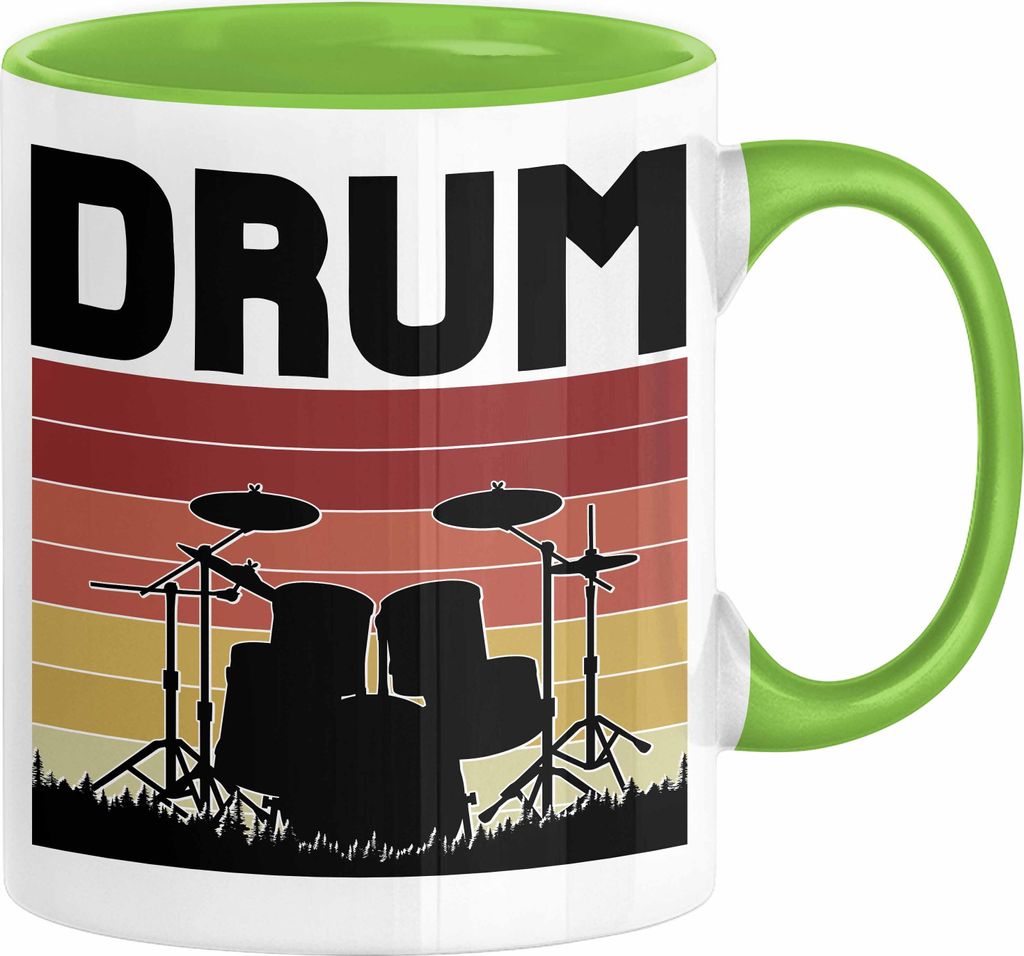 Drummer Schlagzeug-Spieler Geschenk Tasse Geschenkidee Kaffee-Becher Schlagzeuger Drum (Grün)