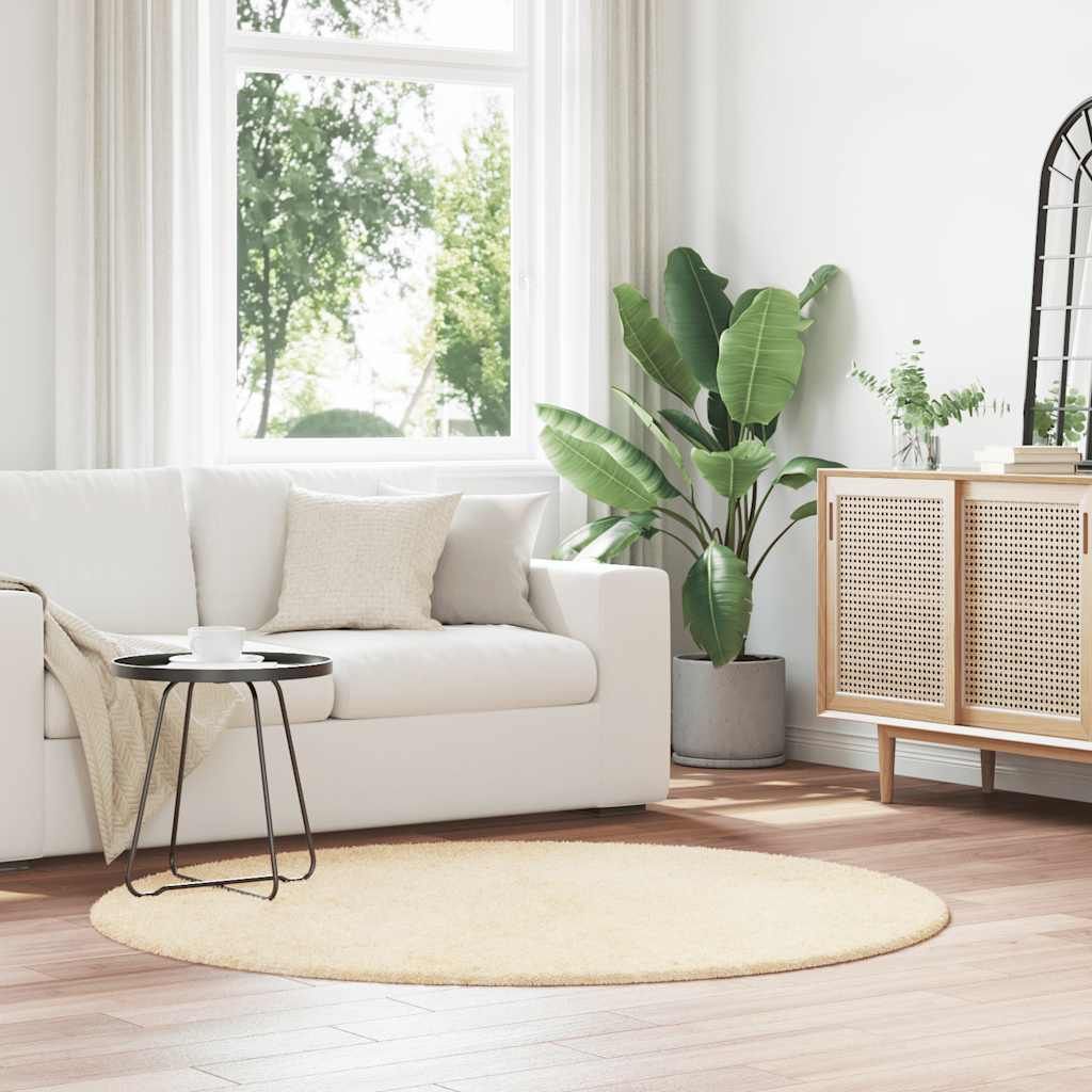"2026 Promotion" Moderne Teppich Shaggy Hochflor NAVARRA Creme 160x160 cm Polyester - Designerteppiche CC25574