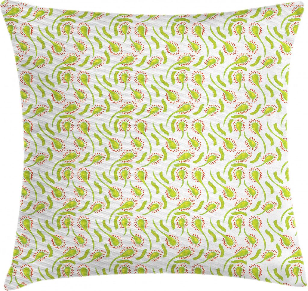 ABAKUHAUS Laub Kissenbezug, Sonnentau und Larve Doodle, Dekokissenhüllen Waschbar Inn/Outdoor Beidseitiger Druck mit Reißverschluß, 45 x 45 cm, ...