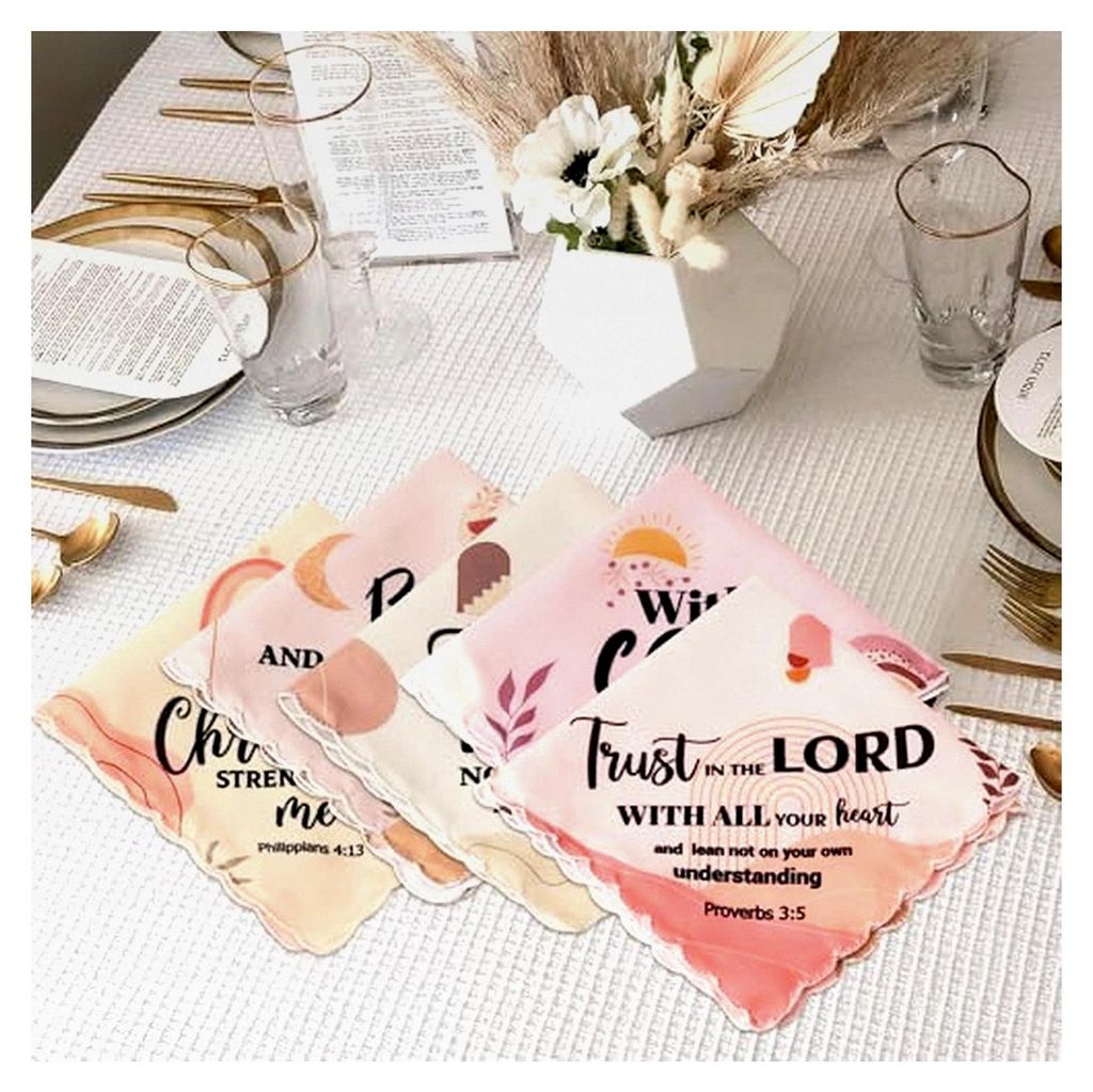 Taschentücher für Damen – 50 Stück mit christlichen Bibelversen, inspirierenden religiösen Taschentüchern mit gewelltem Rand, geeignet als G...
