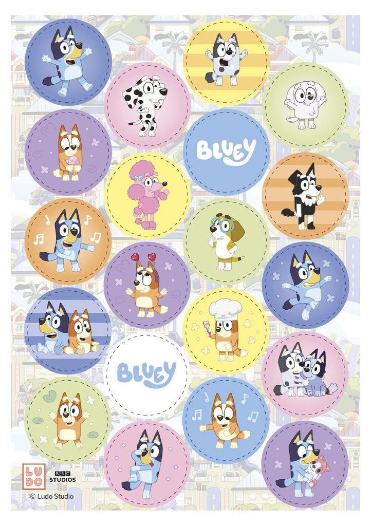 Dekora Bluey & Bingo Tortendeko essbar, Mini Tortenaufleger Produktbild 