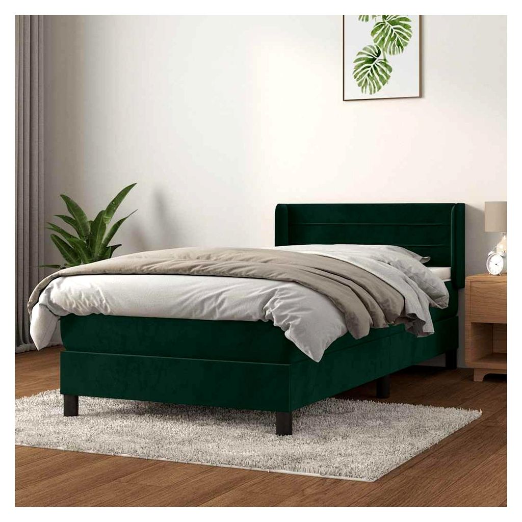 Lattenrost mit Matratze, Dunkelgrün, 100 x 200 cm, Plattformbett mit Lattenhalter, einfache Montage für Schlafzimmer, Erwachsene