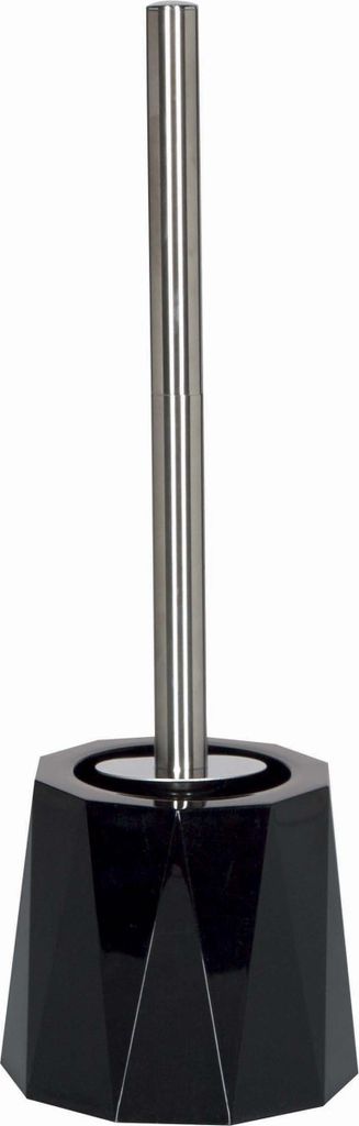 Spirella WC Bürste hochwertig „Crystal“ mit hygienischem Behälter und Edelstahlstiel Schwarz