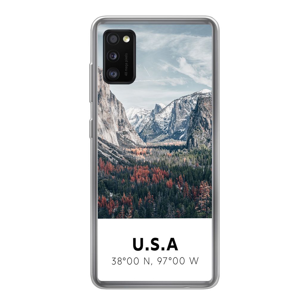 MuchoWow Handyhülle Schutzhülle Hülle für Samsung Galaxy A41 Yosemite - Amerika - Wyoming - Wald - Berge Silikon Softcase Handy Hülle - Mobi...