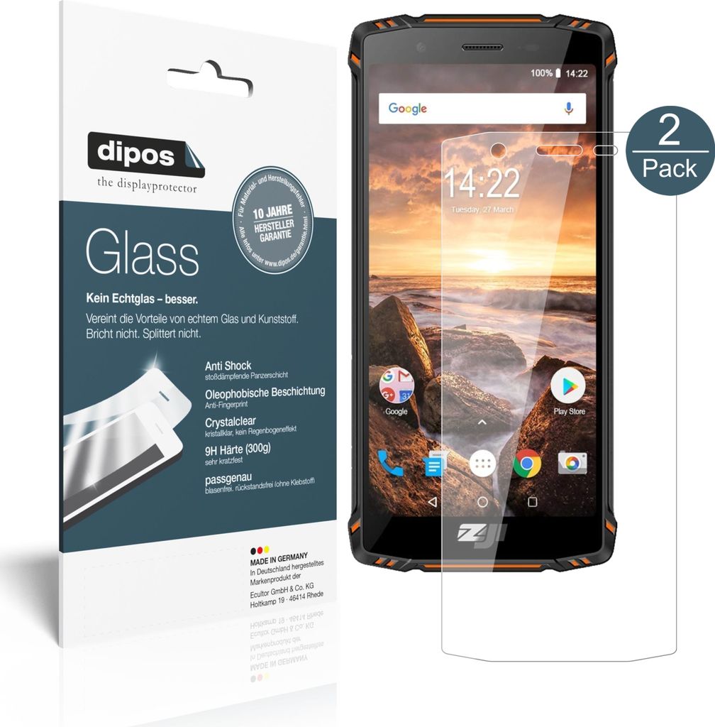 2x Schutzfolie für HomTom ZOJI Z9 - Anti-Shock 9H Folie Glass Kunststoffglas