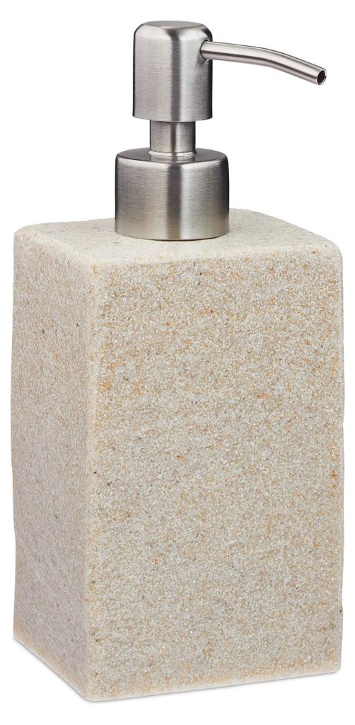 Seifenspender, 200 ml, nachfüllbar, für Bad, WC, Küche, Flüssigseifenspender, Polyresin, Edelstahlpumpe, beige