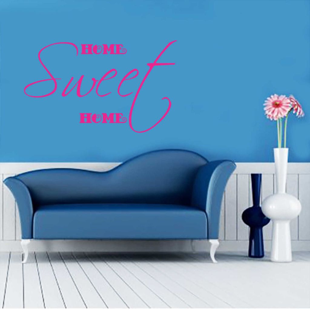 Wandtattoo - Wandaufkleber - Wandtattoo "Home Sweet Home" - 98cm x 58cm pink - Dekoration Küche Wohnzimmer Wand