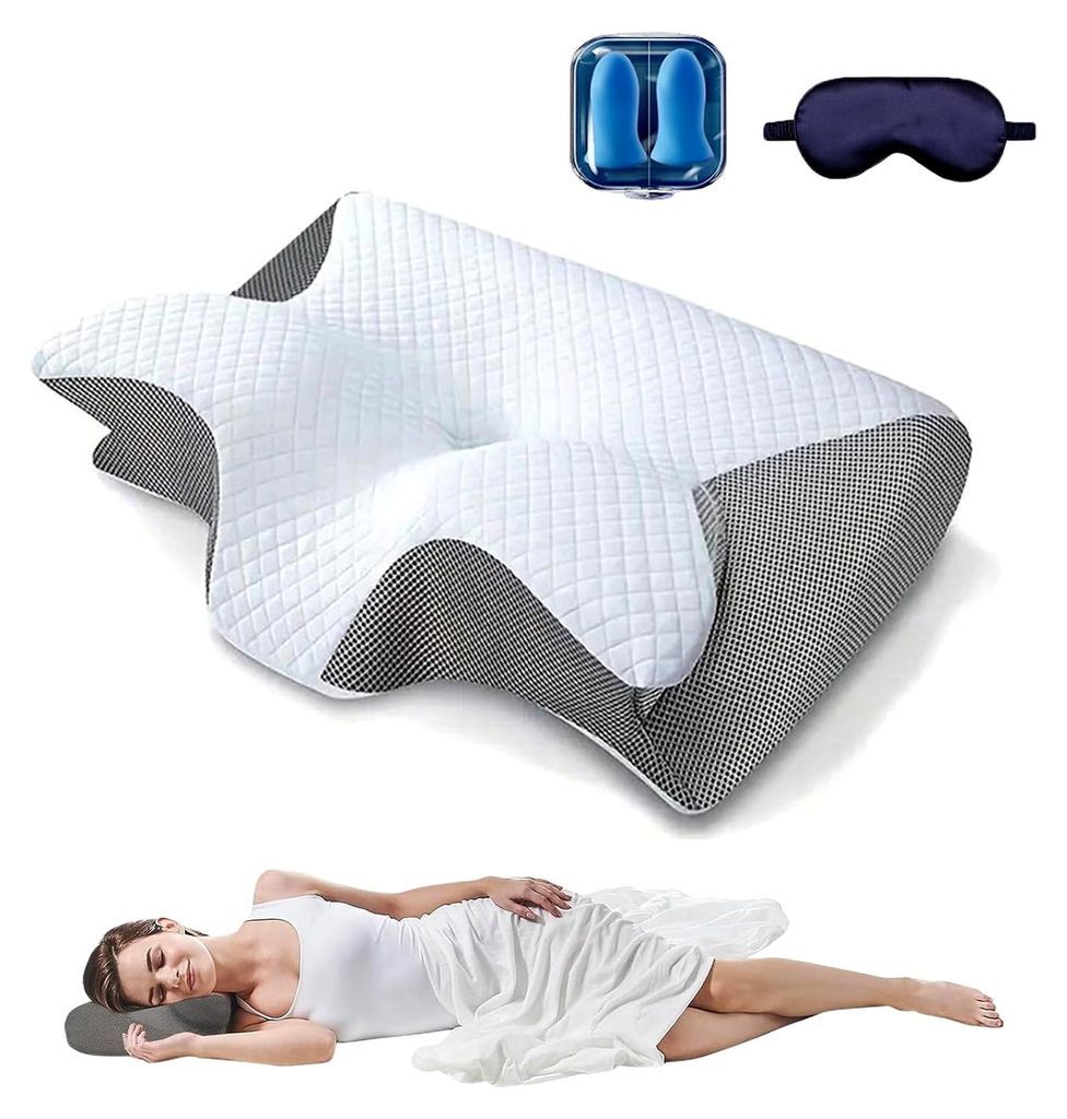 Curo Sleep Kissen, Ergonomisches Kopfkissen für Seiten-, Rücken- und Bauchschläfer, Rundum Passend, Grau