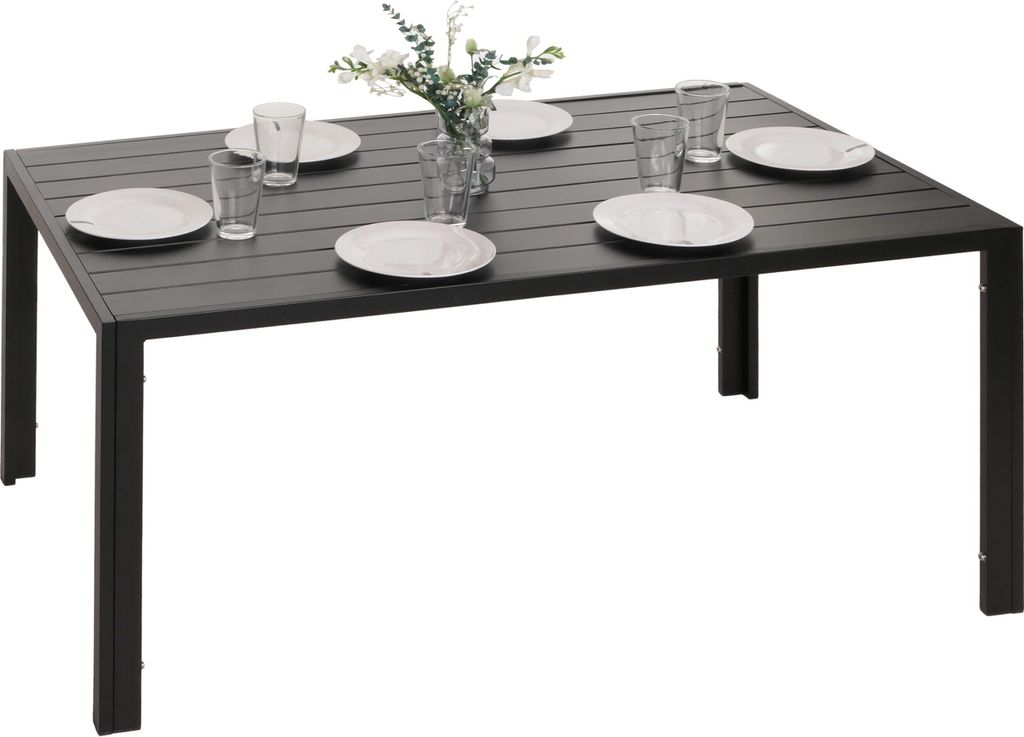 Alu-Esstisch HWC-N40, Tisch Bistrotisch Gartentisch Balkontisch, wetterfest 140x80cm - anthrazit