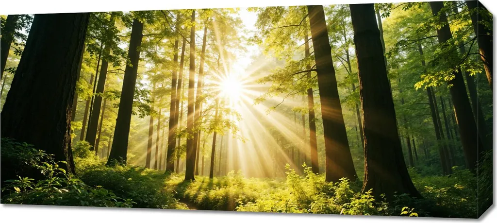 Offerta Quadro 90x40 cm Panorama Bosco su Tela - Pronto da Appendere