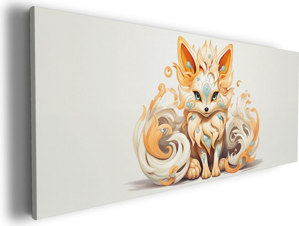 Wallario Premium Leinwandbild Geheimnisvoller Fuchs in Größe 50 x 125 cm