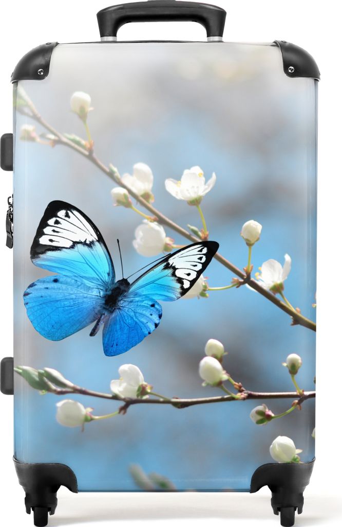 NoBoringSuitcases.com - Großer Schmetterlingskoffer - Blumen-Reisekoffer mit 4 Rädern - Rolltrolley 72 Liter - Rollkoffer groß leicht - Geräumi...