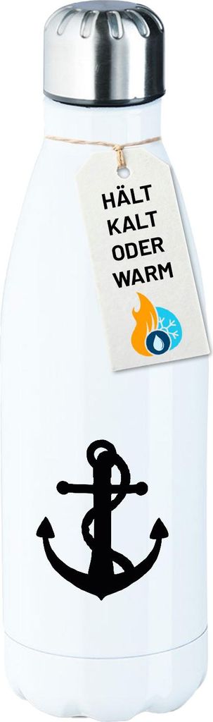 Huuraa Trinkflasche Anker Ankor 500ml White Edelstahl Wasserflasche Trinkflasche Geschenkidee