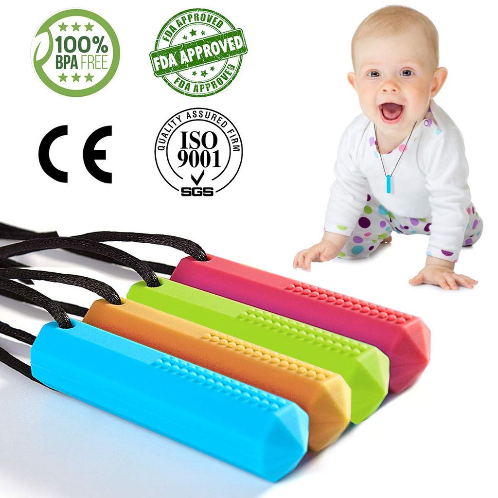 Baby & Kind Babyartikel Pflege & Entwicklung Beißringe 4 Stück Silikon Zahnen Halskette Chew 