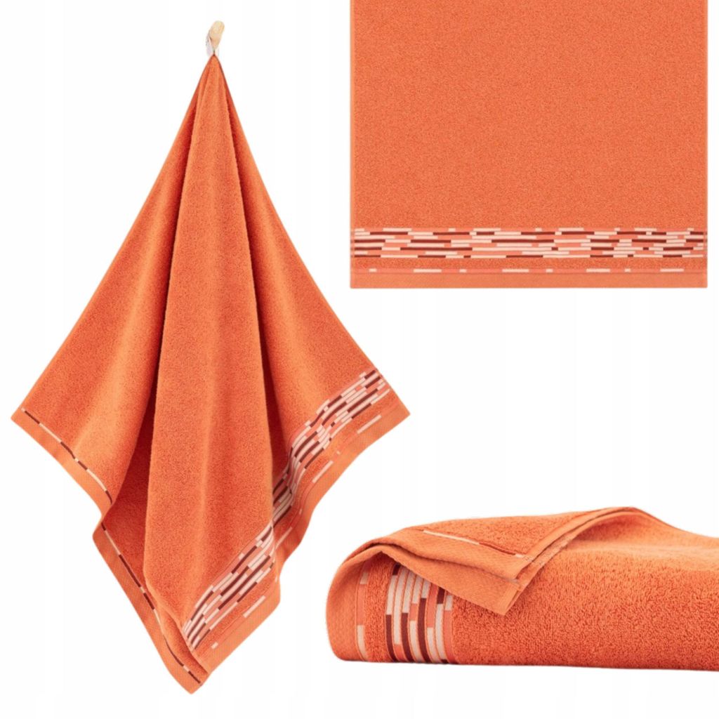 Handtuch - 100% Baumwolle - 450 g/m2 - 70x140 cm - Extra Saugfähig - Orange - hohe Grammatur - GRAFIK