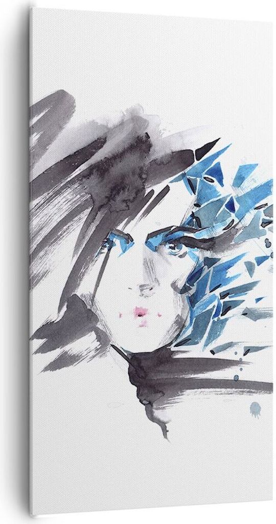 Bild auf Leinwand - Leinwandbild - Frau Gesicht Illustration Make-up - 65x120cm - Wand Bild - Wanddeko - Leinwanddruck - Bilder - Kunstdruck - Lein...