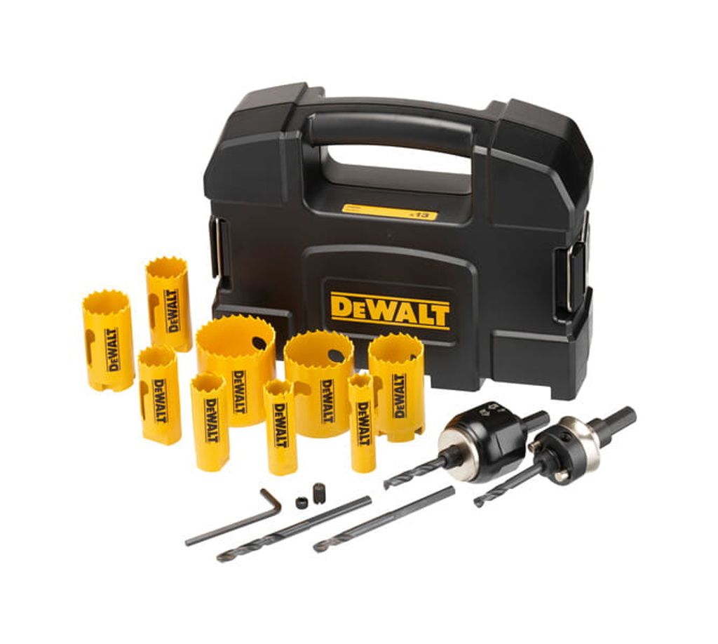 DeWalt Lochsägen-Set BIM Elektriker, 13-tlg., 16-51 mm, 2x Adapter, 2x Zentrierbohrer