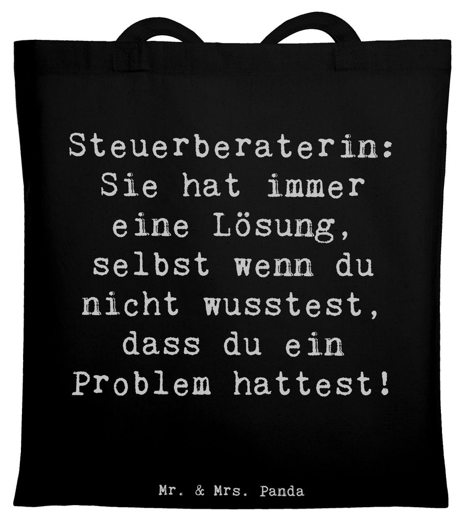 Mr. & Mrs. Panda Tote Bag Spruch Steuerberaterin Lösung - Schwarz - Geschenk, humorvoller, Berufspassion, Beruf, Problemlöserin, Tasche, baumwoll...