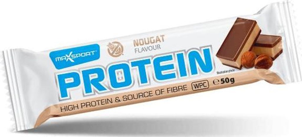 Max Sport Protein Bar 50 g nougat / Riegel, Cookies & Brownies / Leckerer glutenfreier Proteinriegel fr einen aktiven Lebensstil