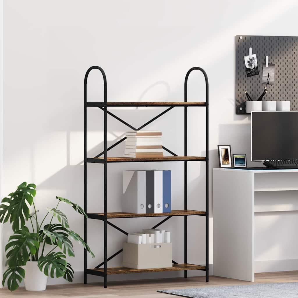 "Schlussverkauf" Bücherregal rechteckig - 1 pc - Büroregal mit Stauraum - Geräucherte Eiche 80x30x146 cm Holzwerkstoff C12277