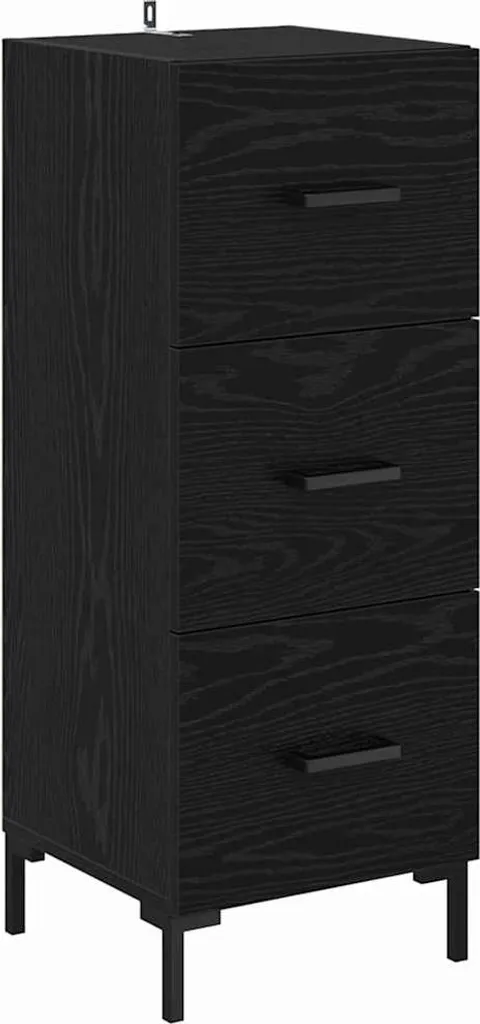 Armadietto Ufficio Rovere Nero 90cm | Mobile Archivio Legno Multiuso