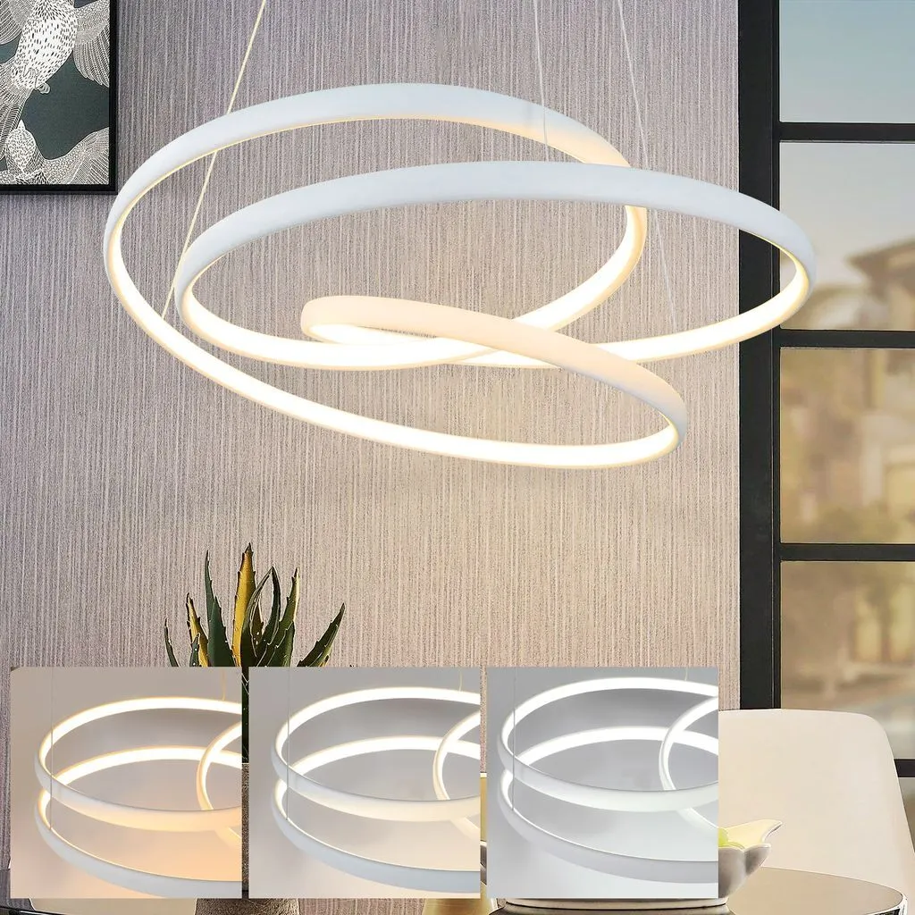 Suspension LED Dimmable 55W Design Moderne Blanc pour Table à Manger ZMH