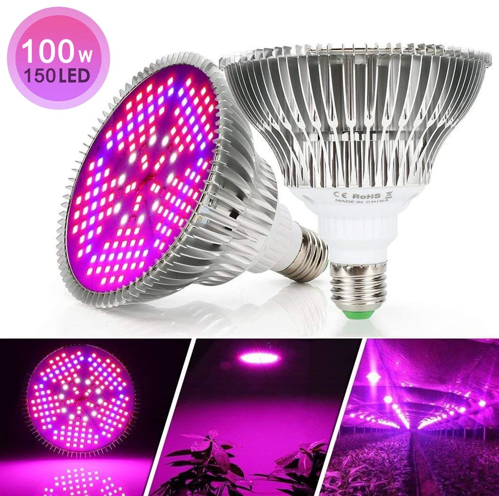 E27 100W LED Grow Light PflanzenLampe Vollspektrum Pflanzenlicht Wachstumslampe 