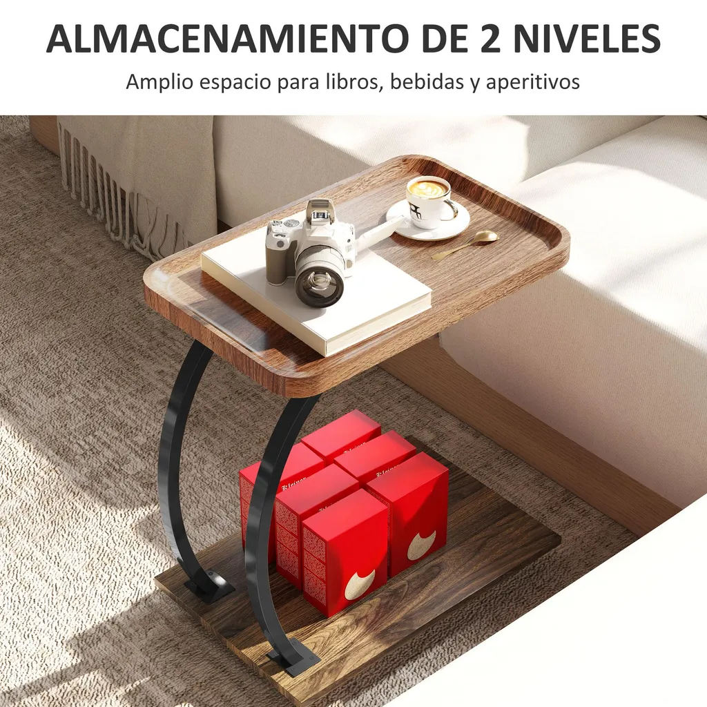 Table de lit pour ordinateur portable en C meuble d'appoint à roulettes - 5