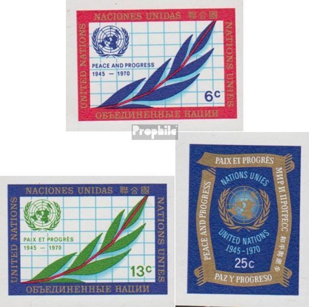 Briefmarken UNO - New York 1970 Mi 226B-228B (kompl.Ausg.) gestempelt UNO-Charta
