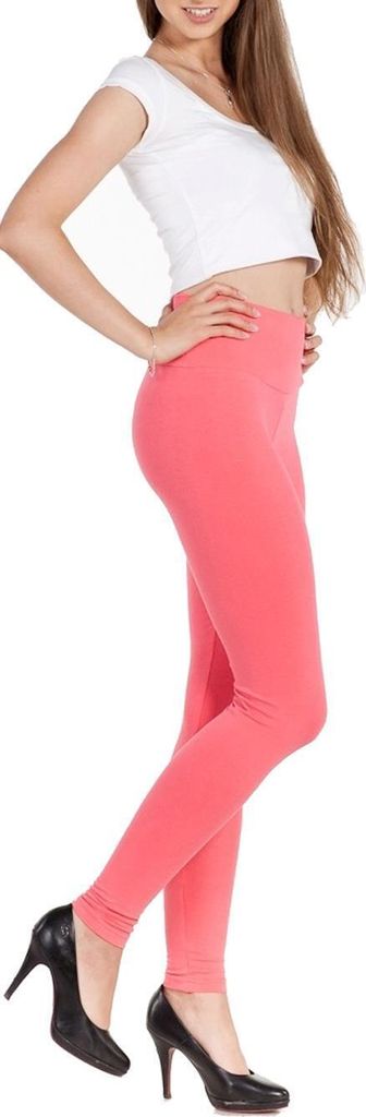 Damen Leggings Hoher Bund verschiedene Farben Baumwolle; Koralle XL/42