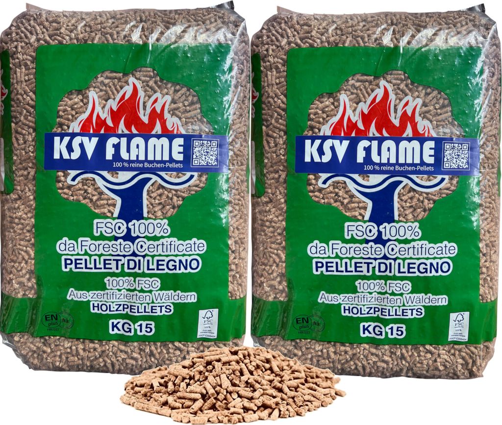 30kg KSV FLAME Buchen Pellets Grillpellets aus Buchenholz Produktbild 