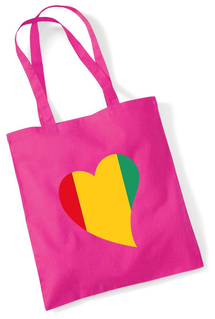 Huuraa Jutebeutel Guinea Flagge Herz 10 Liter Fuchsia Baumwolle Tasche Geschenkidee