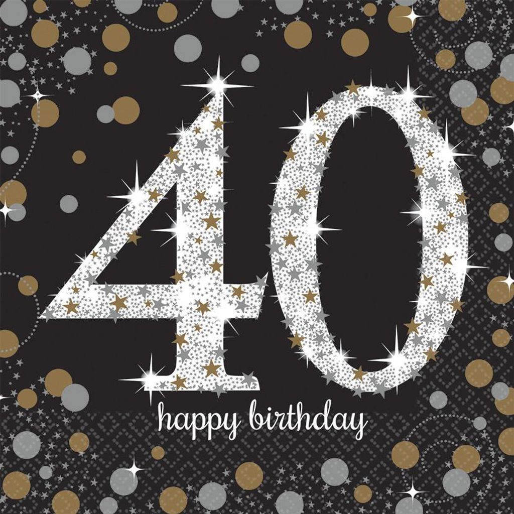 16 tovaglioli 40 Sparkling Celebrations argento e oro - 40° Immagine del prodotto 