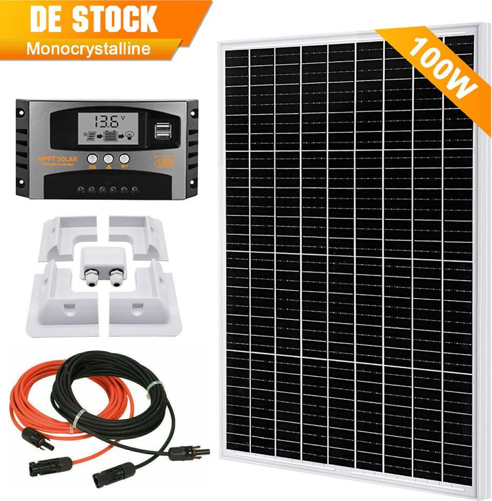 100W Watt Wohnmobil Solarmodul Set Solarpanel Solaranlage 12V Mit Montage PV Halterung