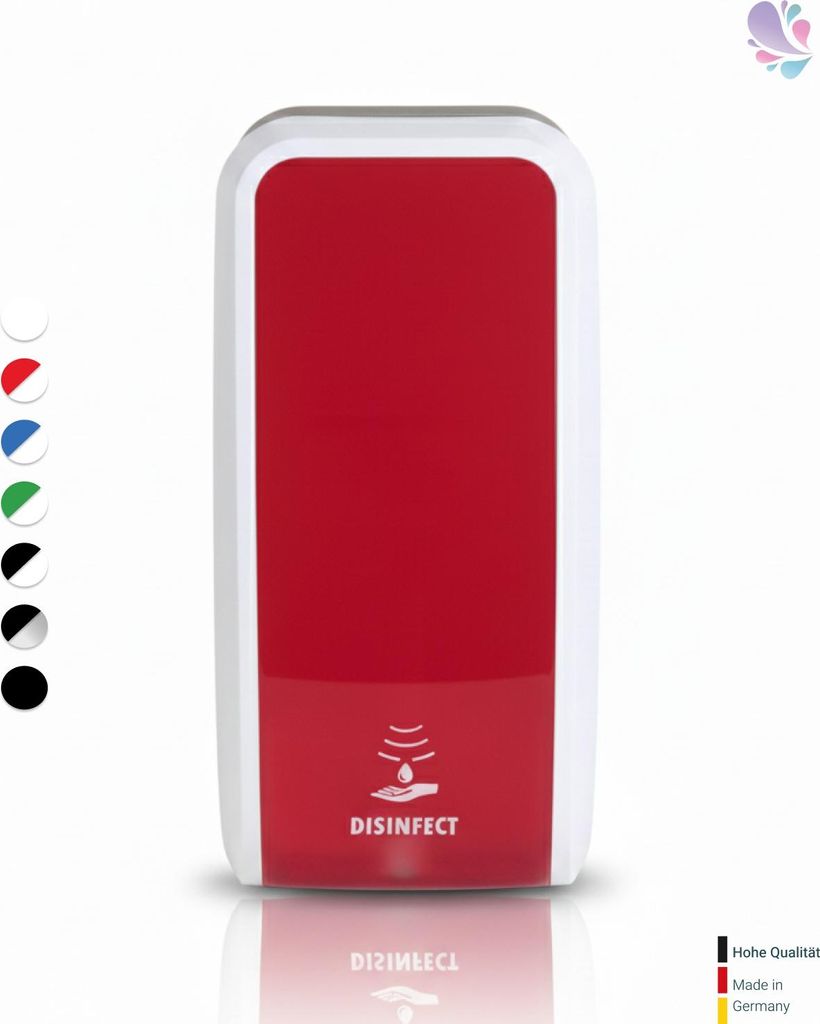 Desinfektionsspender SENSOR, berührungslos bis zu 1.000 Anwendungen je 1-Liter, blitzschneller Kartuschenwechsel, Blanc Cosmos : Farbe - Rot / Wei...