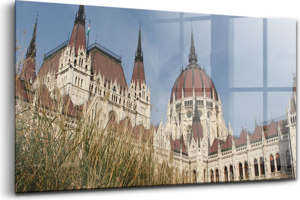 120x60 - Wandmalerei auf Glas- Wanddekoration aus Glas - Das Parlament in Budapest