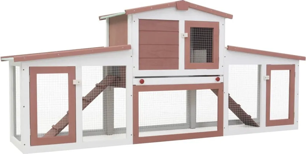 Grand clapier pour élevage de lapins en plein air 201 cm bois brun