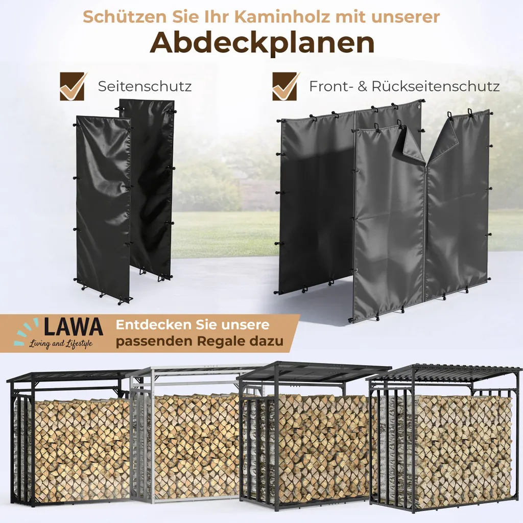 Protection Latérale pour Range-Bûches Extérieur - Bâche Imperméable 2x - 6