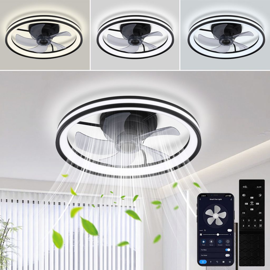 Jayseuw LED stropní ventilátor s osvětlením a dálkovým Obrázek produktu 