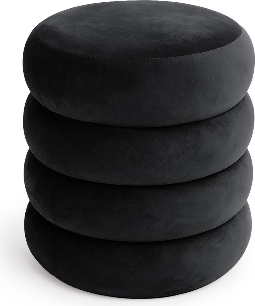 Pufa otwierana ze schowkiem welurowa 42 cm SNUGGO Czarna Zdjęcie produktu 