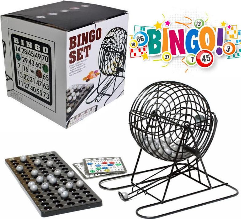 Bingo Spielset mit großer Metall-Bingotrommel – 75 Produktbild 
